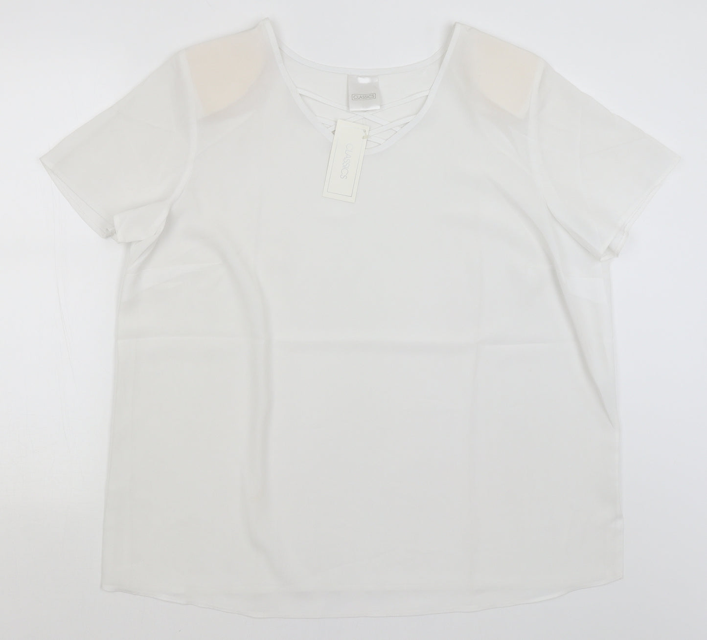 Classics Womens White   Basic T-Shirt Size 22