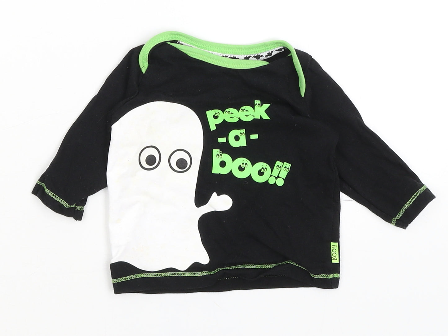 M&S Baby Black   Basic T-Shirt Size 0-3 Months  - Peek-A-Boo
