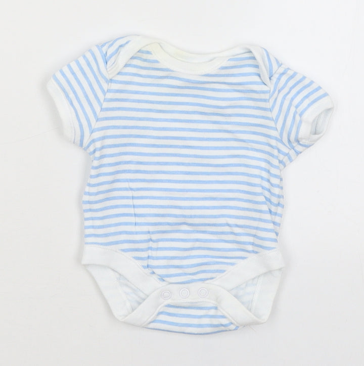 Tesco Baby Blue Striped Romper One-Piece Size Newborn