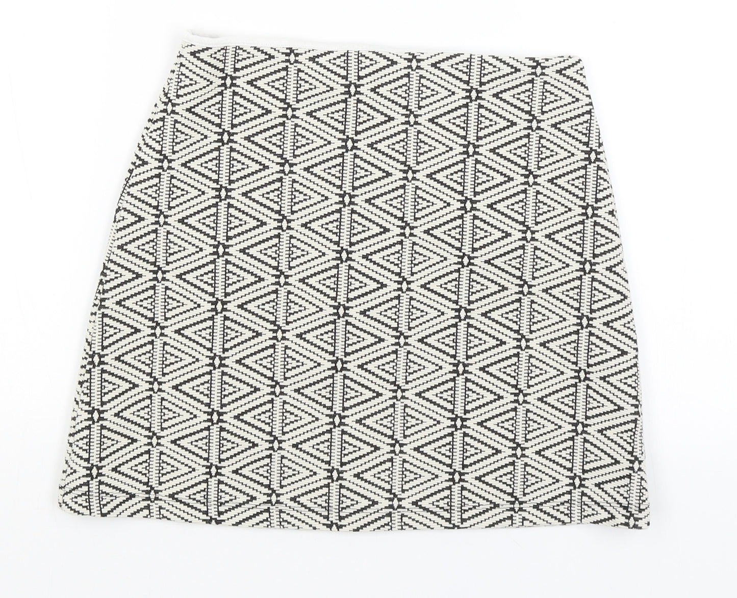 Topshop Womens White Geometric  A-Line Skirt Size 8