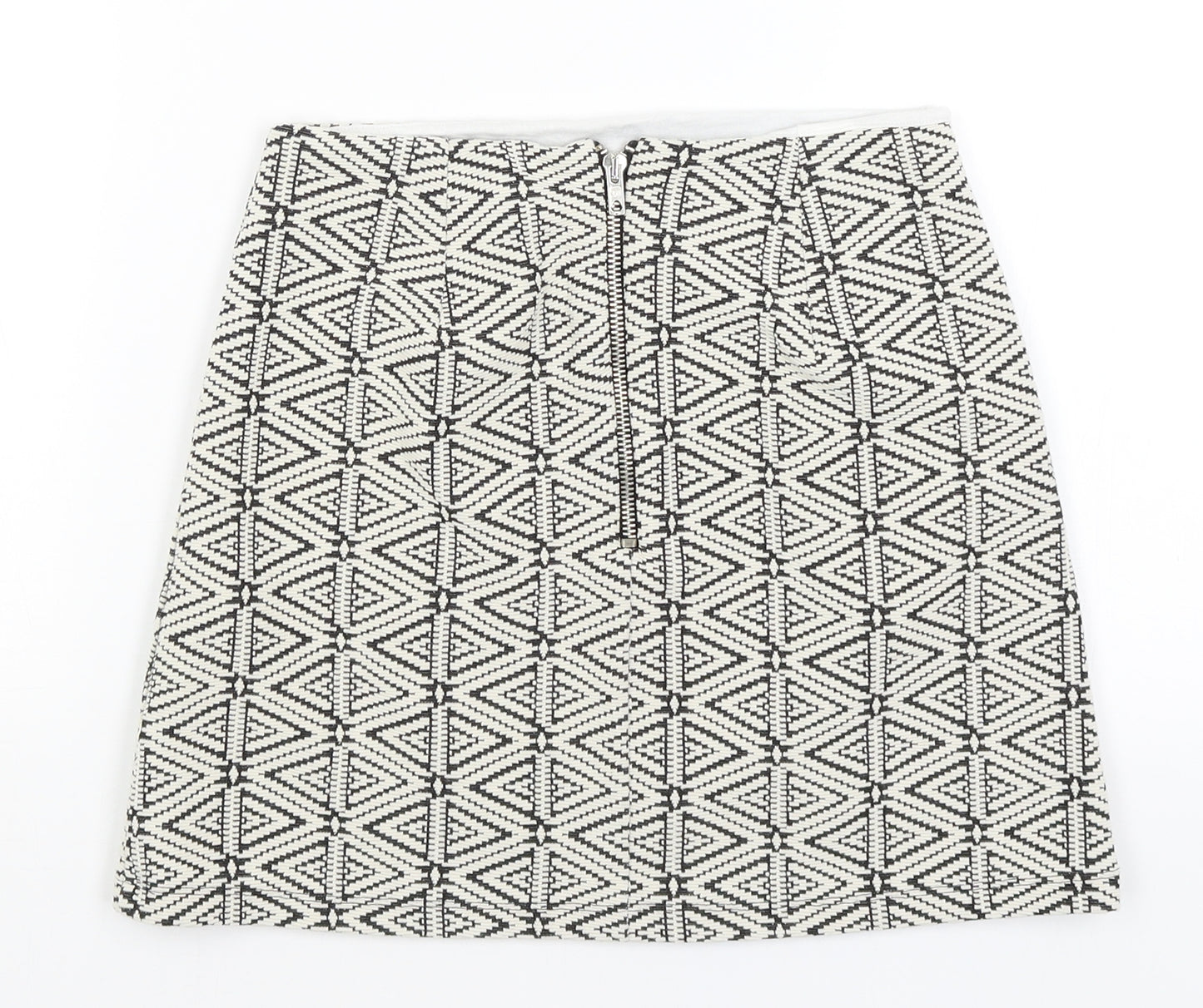 Topshop Womens White Geometric  A-Line Skirt Size 8