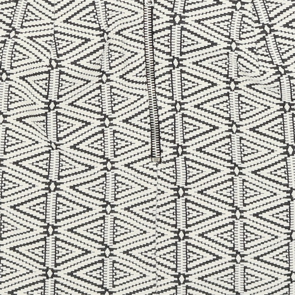 Topshop Womens White Geometric  A-Line Skirt Size 8