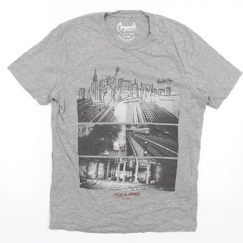 Jack Jones Mens Grey    T-Shirt Size S