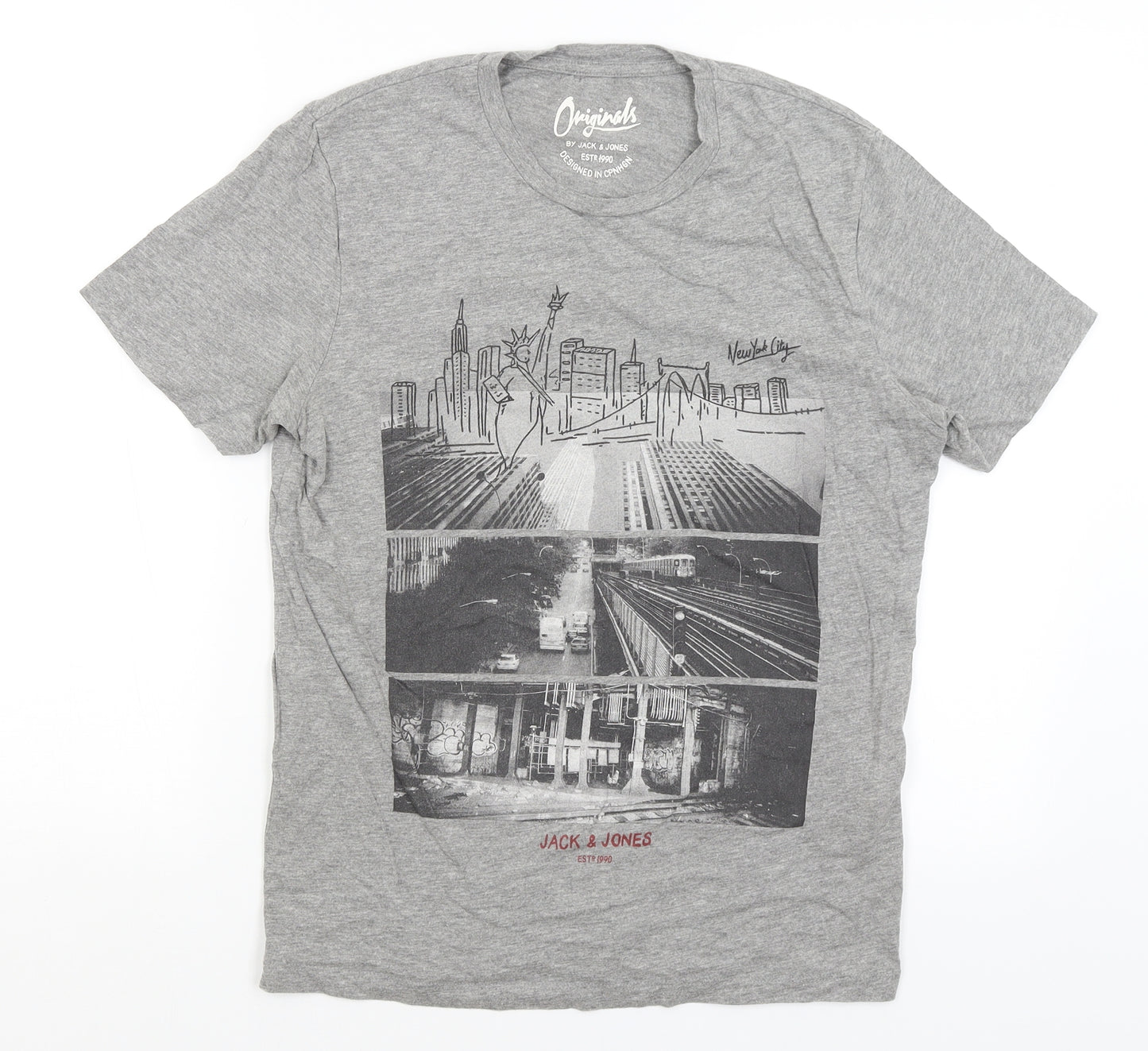 Jack Jones Mens Grey    T-Shirt Size S