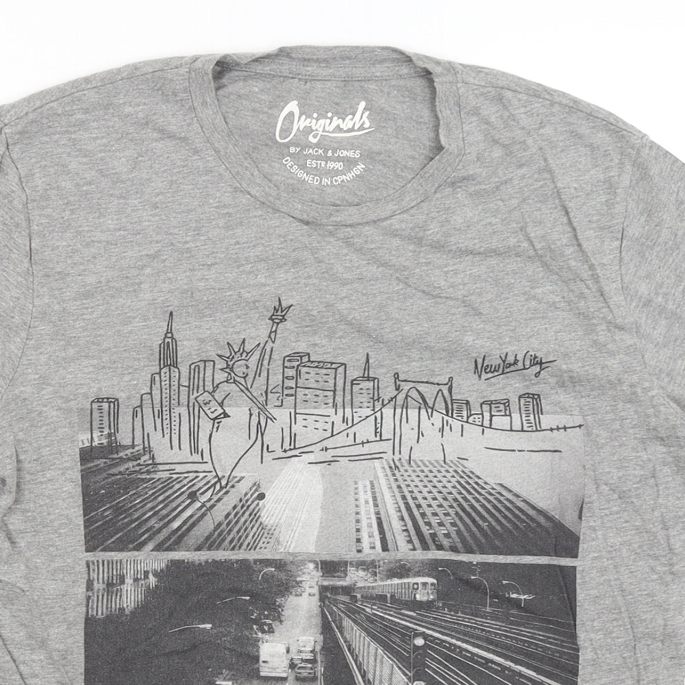 Jack Jones Mens Grey    T-Shirt Size S