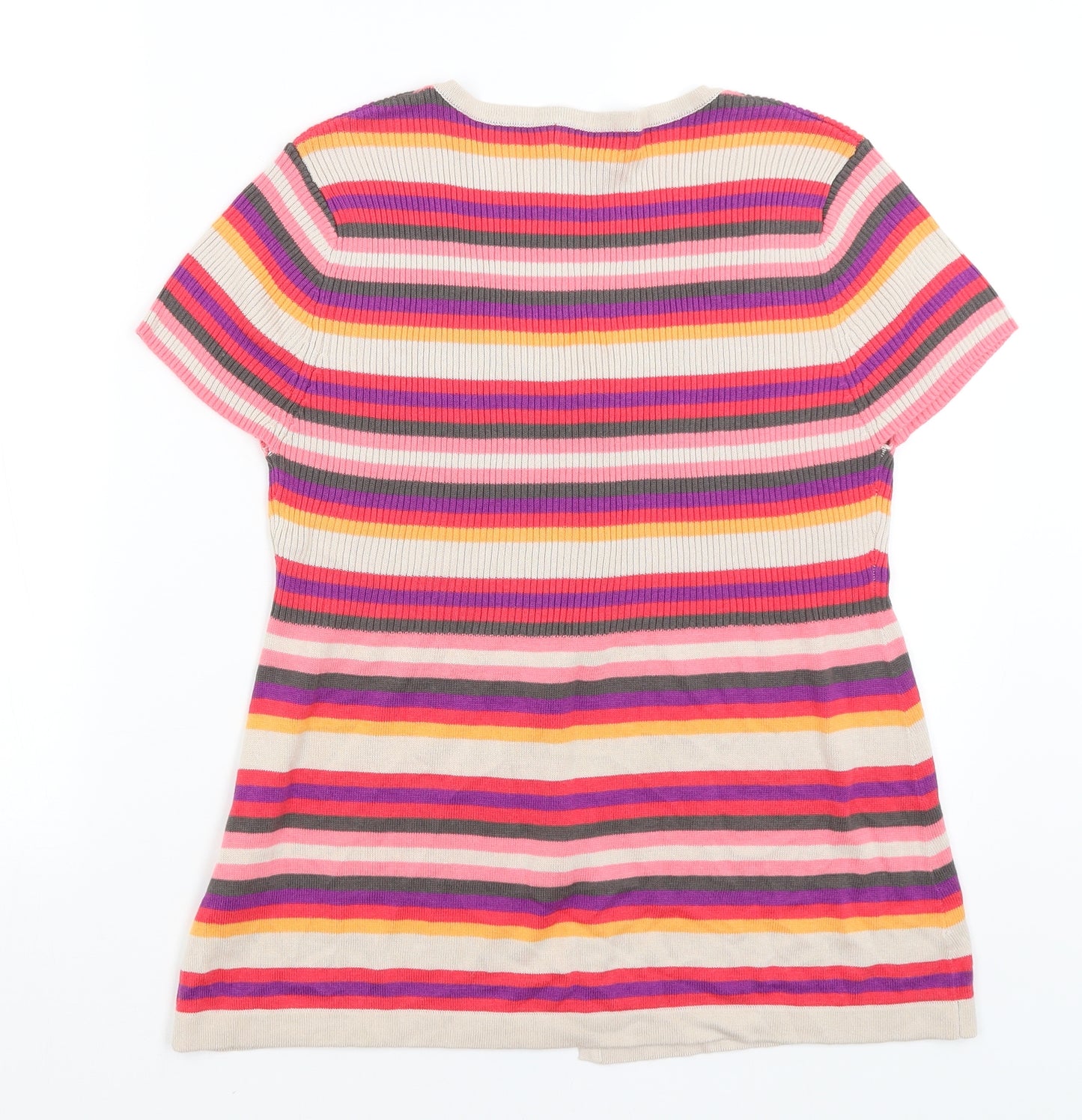 M&Co Womens Pink Striped  Cardigan Jumper Size XL