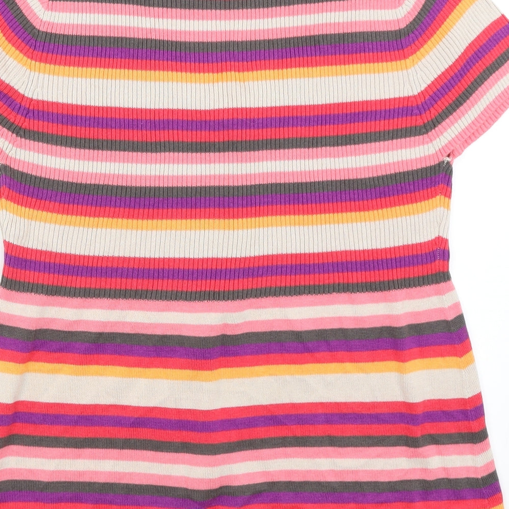 M&Co Womens Pink Striped  Cardigan Jumper Size XL