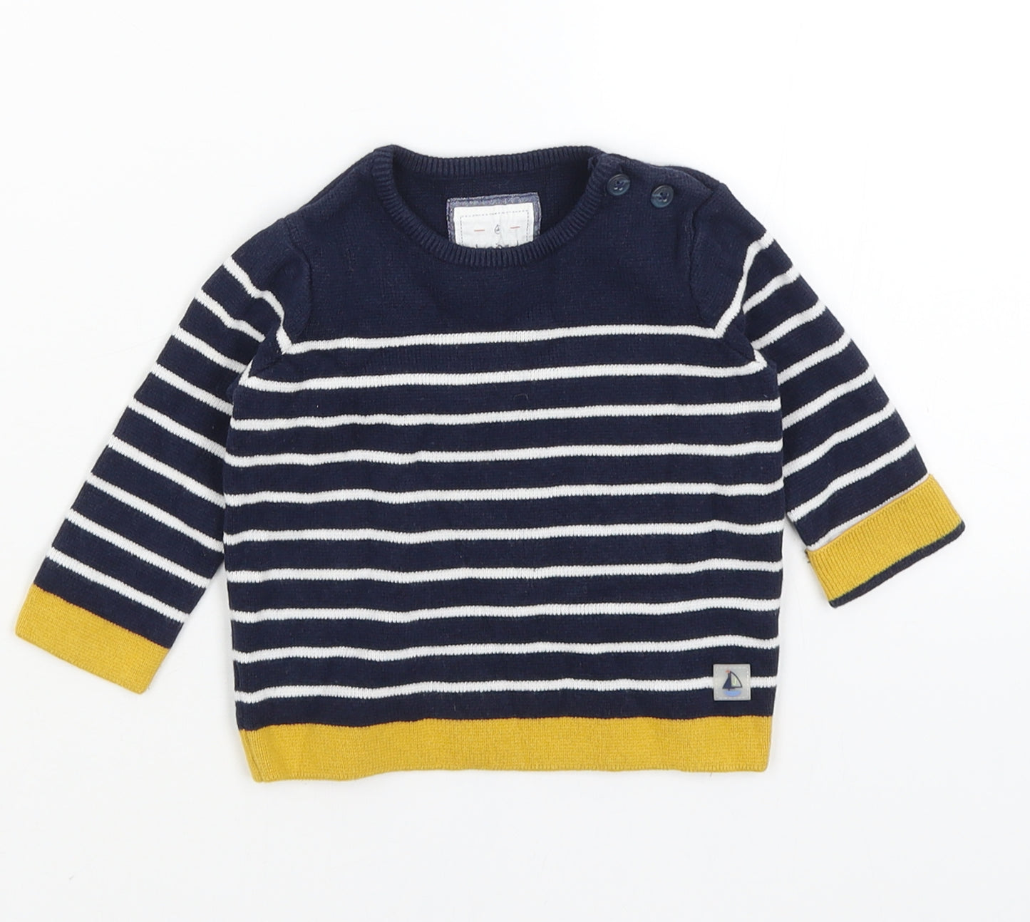 Jasper Conran Baby Blue Striped  Pullover Jumper Size 6-9 Months
