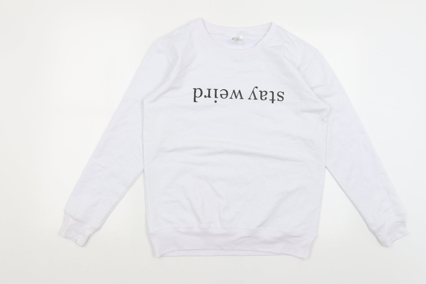 DIY Print Fashion Womens White   Pullover Jumper Size L  - Stay Weird