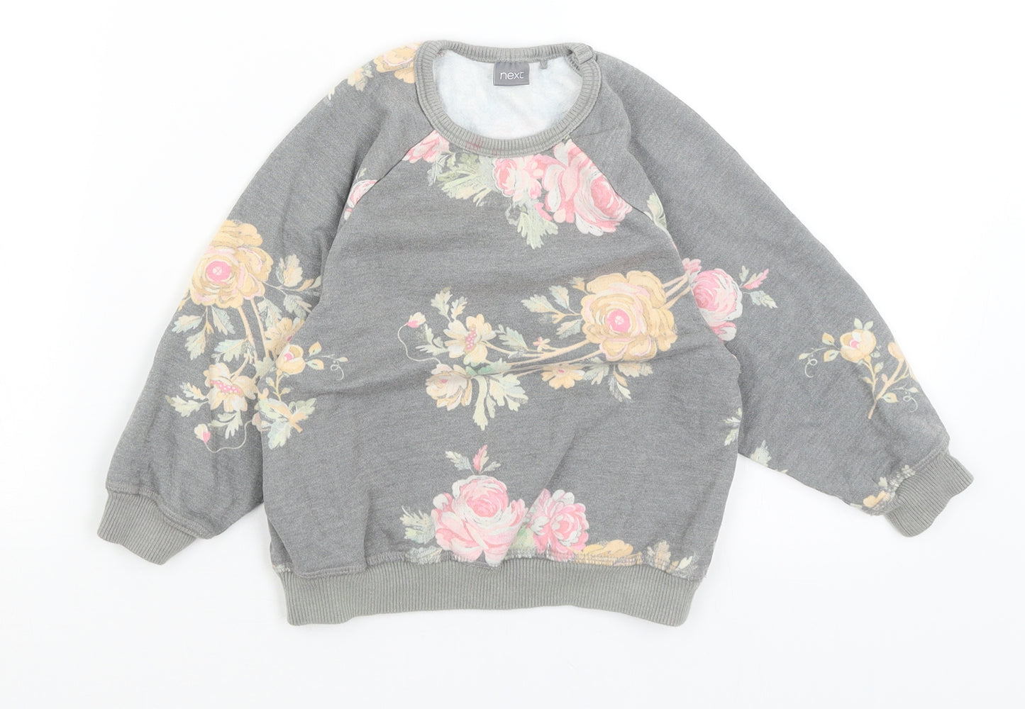 NEXT Girls Grey Floral  Pullover Jumper Size 2-3 Years