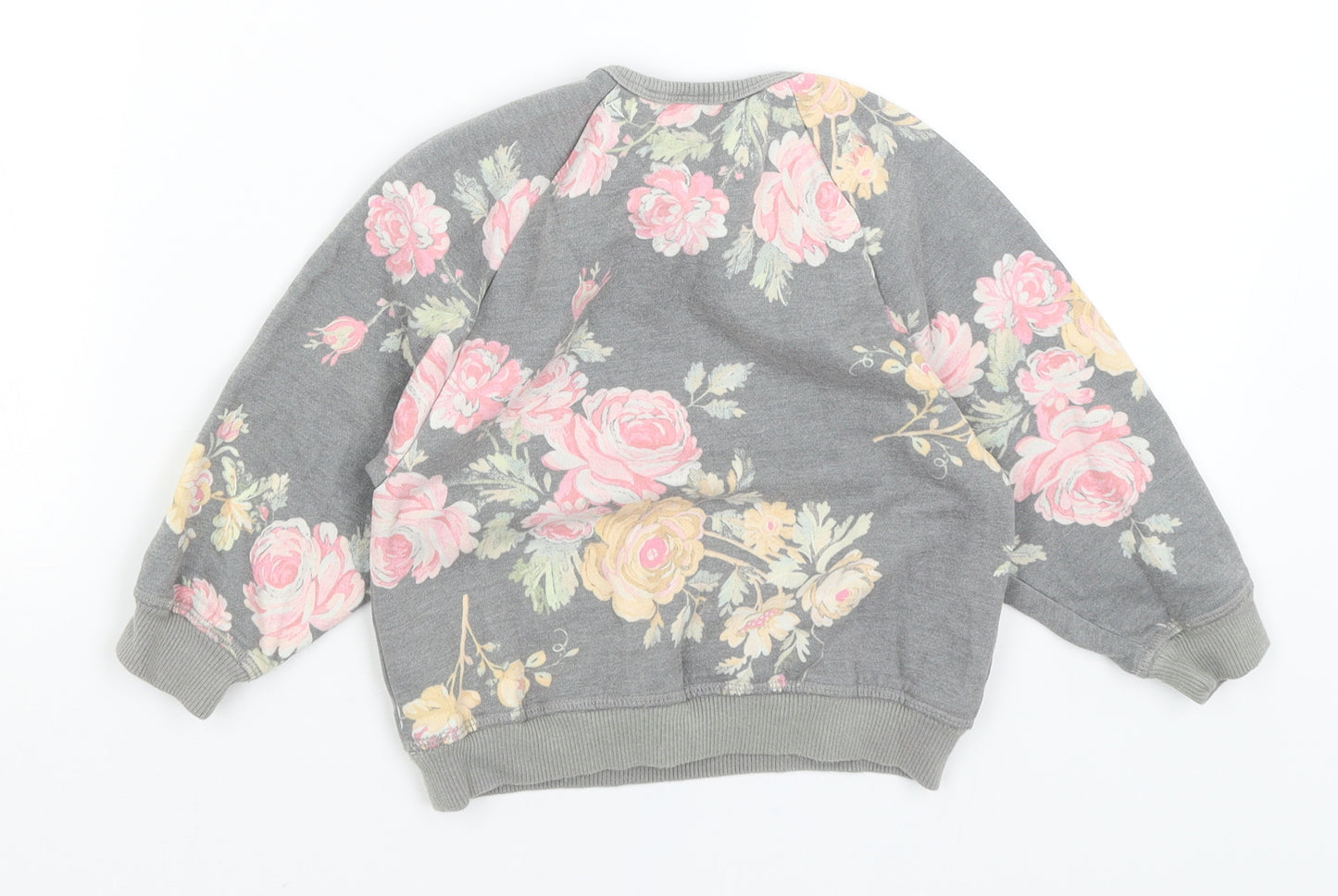 NEXT Girls Grey Floral  Pullover Jumper Size 2-3 Years