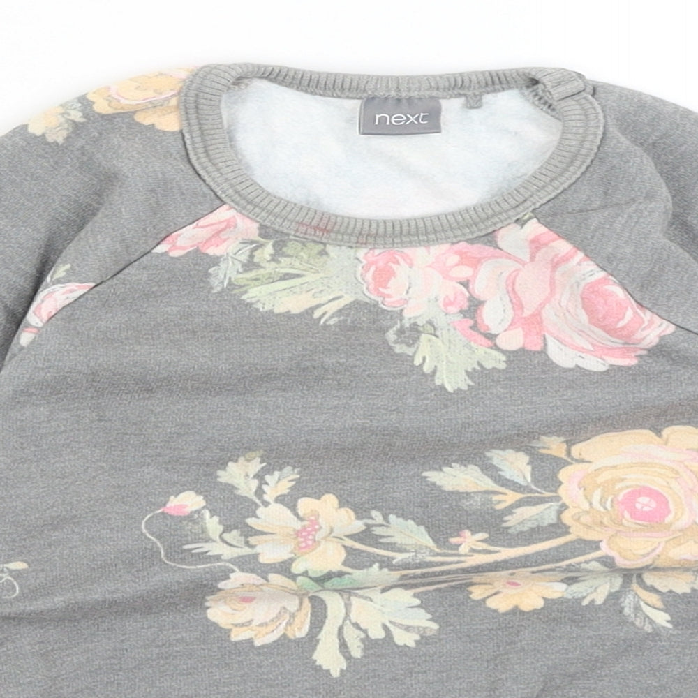 NEXT Girls Grey Floral  Pullover Jumper Size 2-3 Years