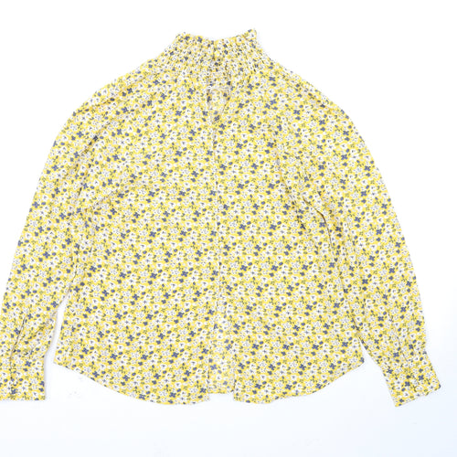 Glamorous Womens Yellow Floral  Basic Blouse Size 4