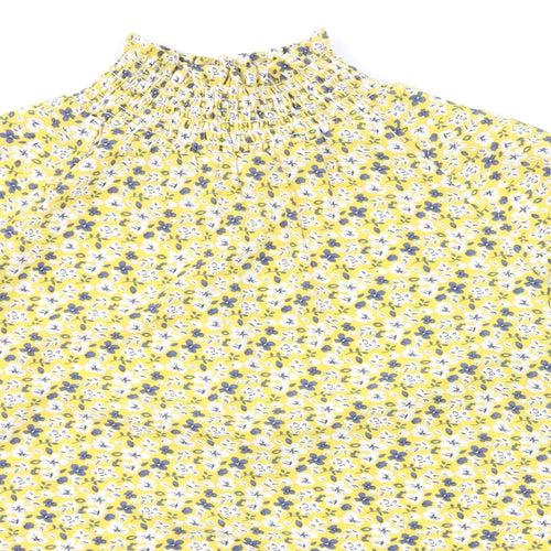 Glamorous Womens Yellow Floral  Basic Blouse Size 4