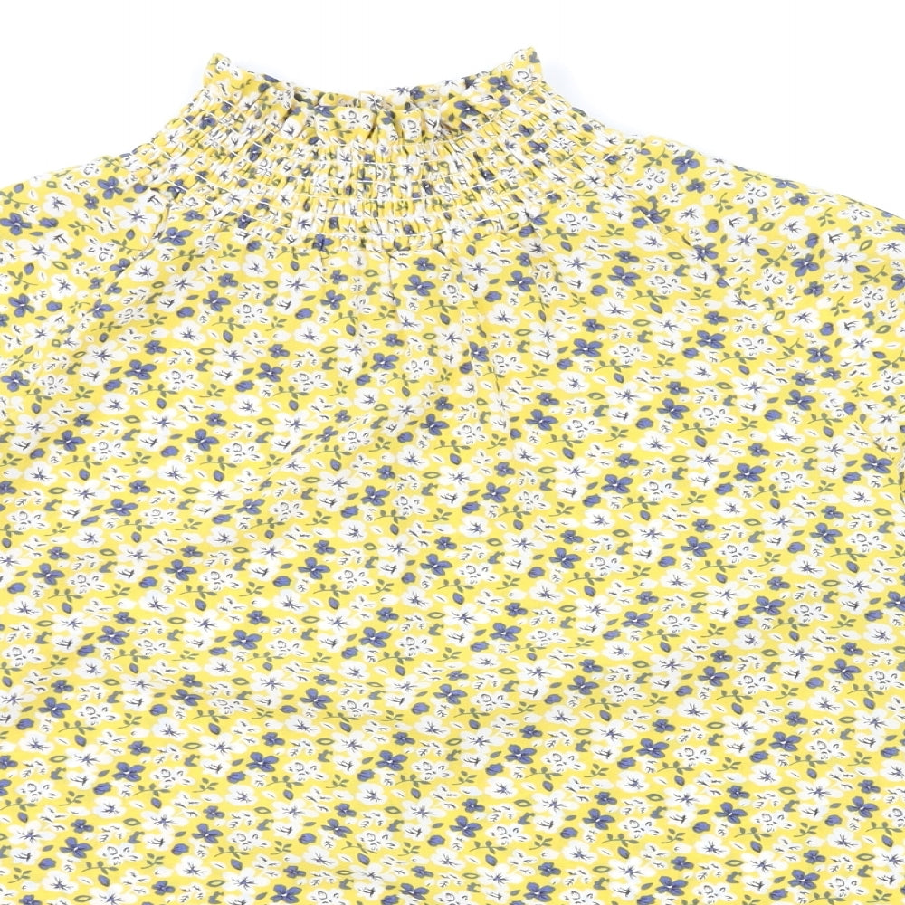 Glamorous Womens Yellow Floral  Basic Blouse Size 4