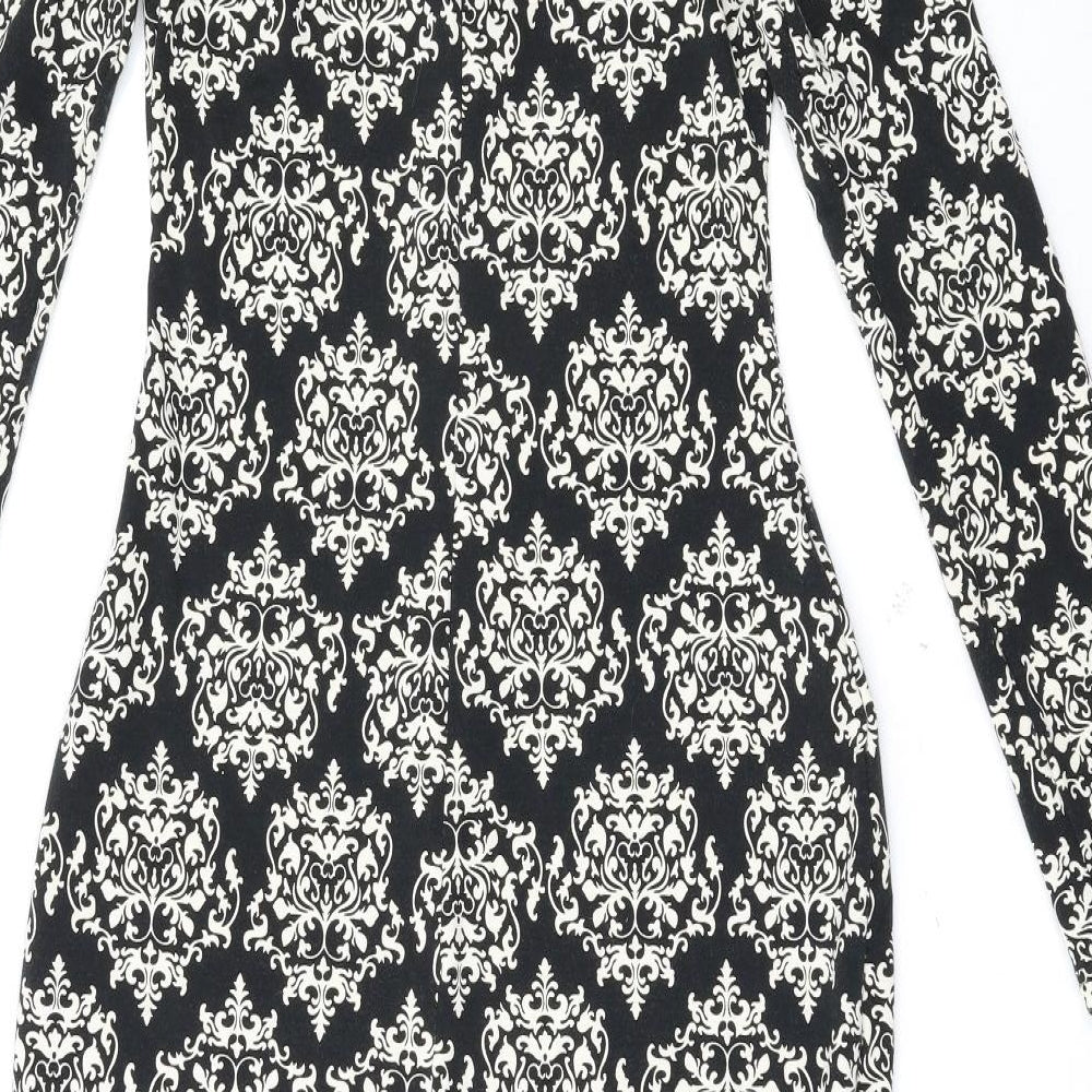 Poppy Lux Womens Black Geometric  Bodycon  Size 10