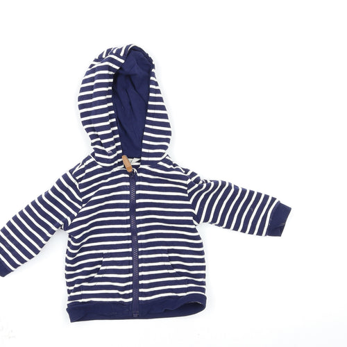 John Lewis Baby Blue Striped  Full Zip Jumper Size 6-9 Months
