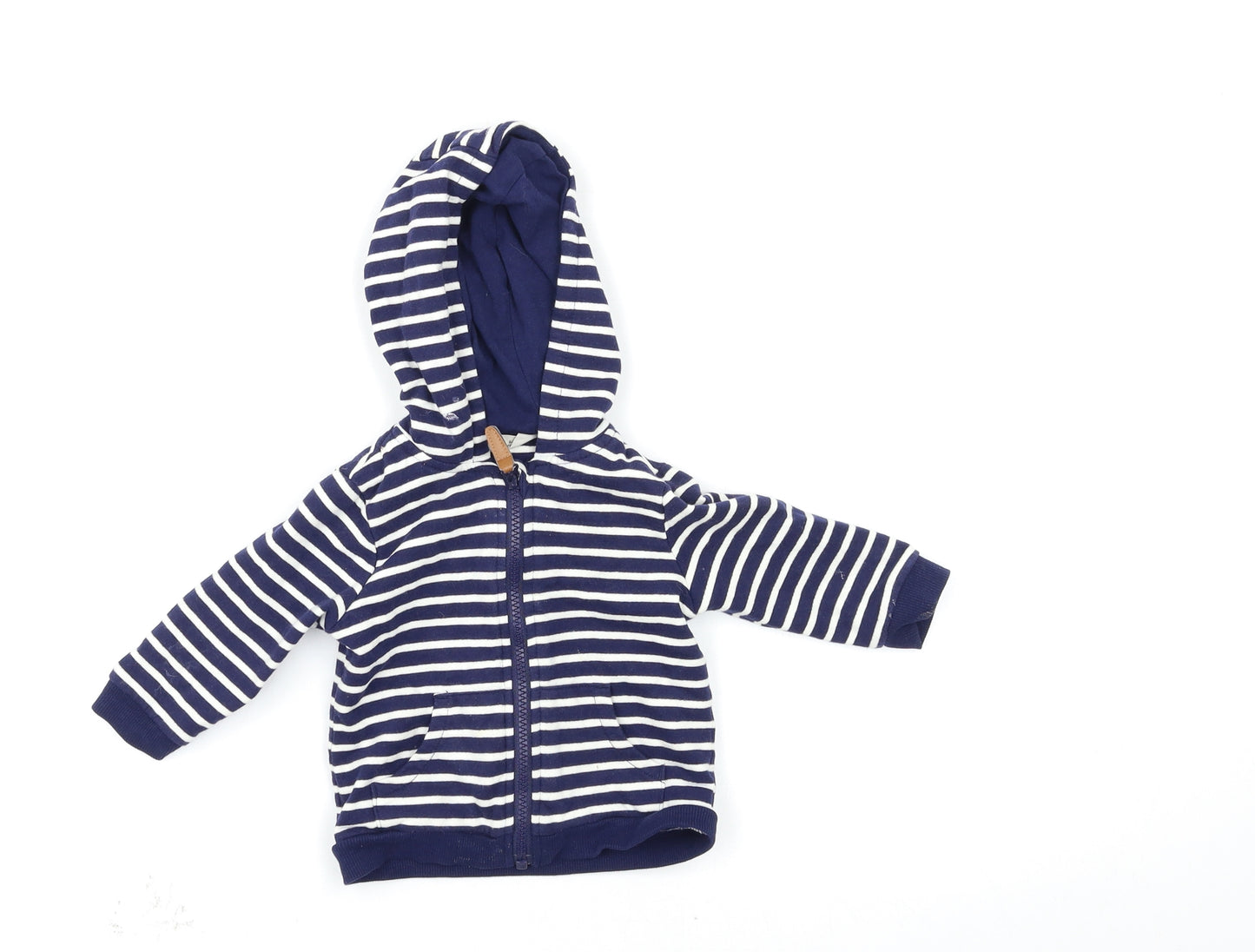 John Lewis Baby Blue Striped  Full Zip Jumper Size 6-9 Months