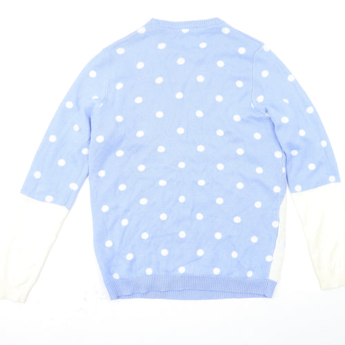 ESMARA Womens Blue Polka Dot  Pullover Jumper Size M