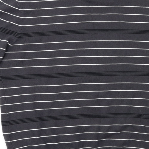 premium label Mens Grey Striped  Pullover Jumper Size L