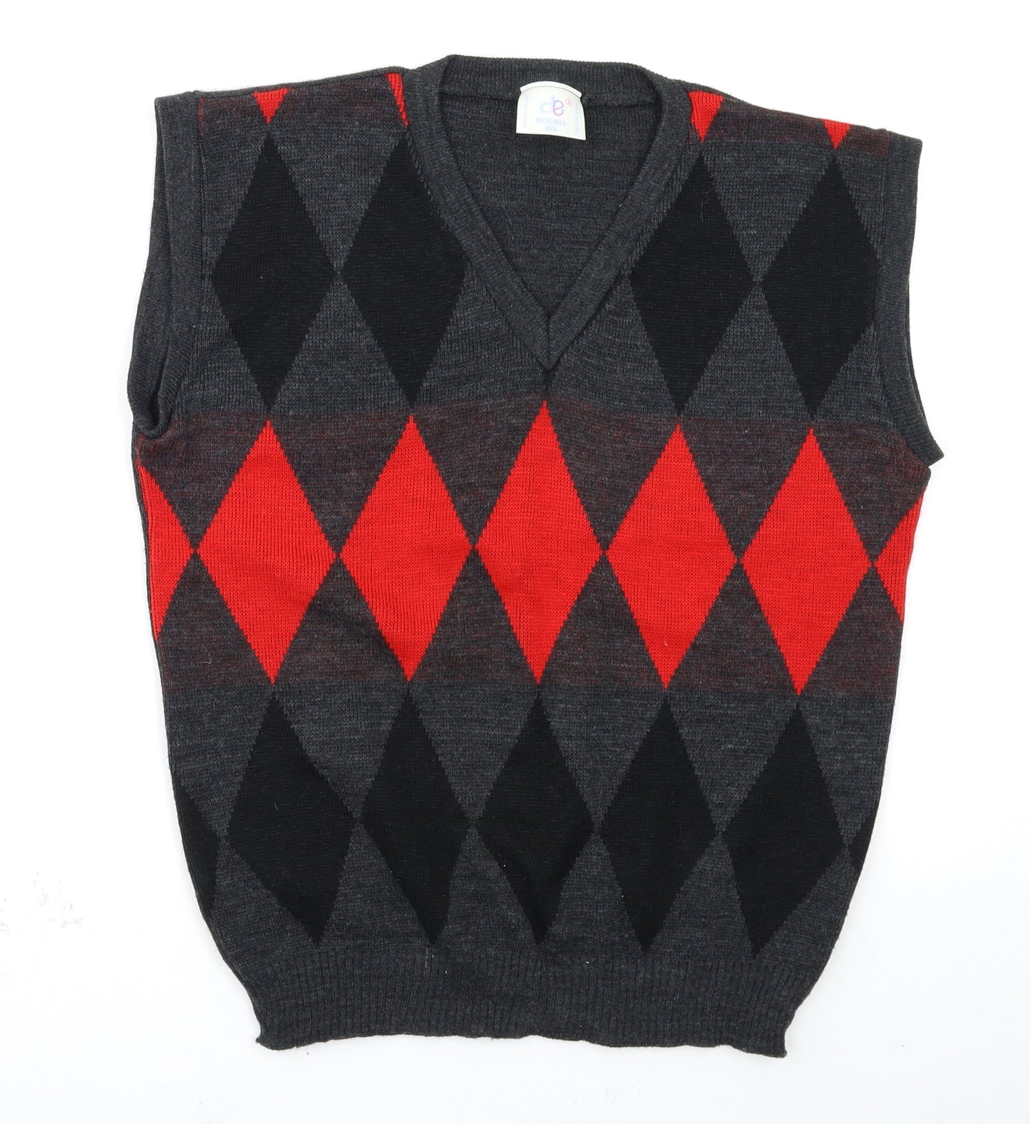 double ess Mens Multicoloured Argyle/Diamond  Vest Jumper Size S