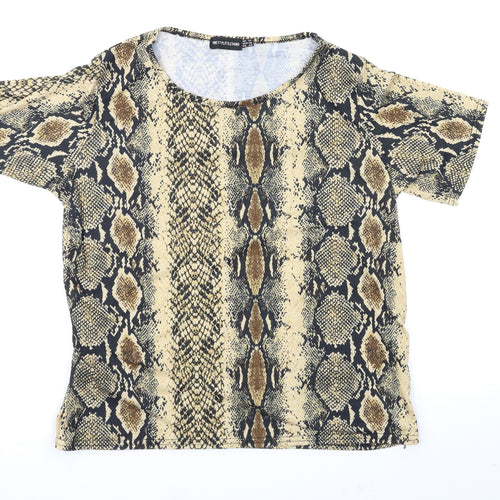 PRETTYLITTLETHING Womens Multicoloured Animal Print  Basic T-Shirt Size 14