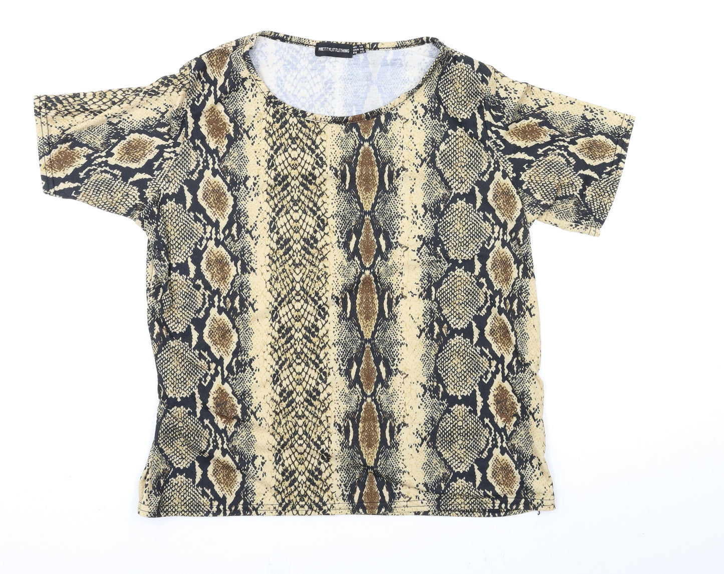 PRETTYLITTLETHING Womens Multicoloured Animal Print  Basic T-Shirt Size 14