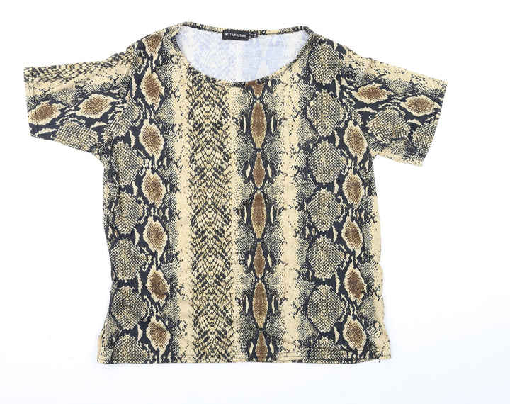 PRETTYLITTLETHING Womens Multicoloured Animal Print  Basic T-Shirt Size 14