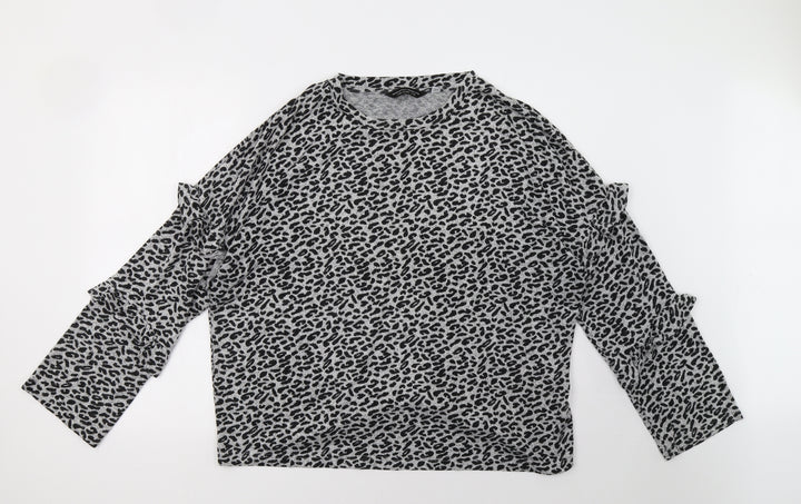 Dorothy Perkins Womens Grey Animal Print  Pullover Sweatshirt Size 16