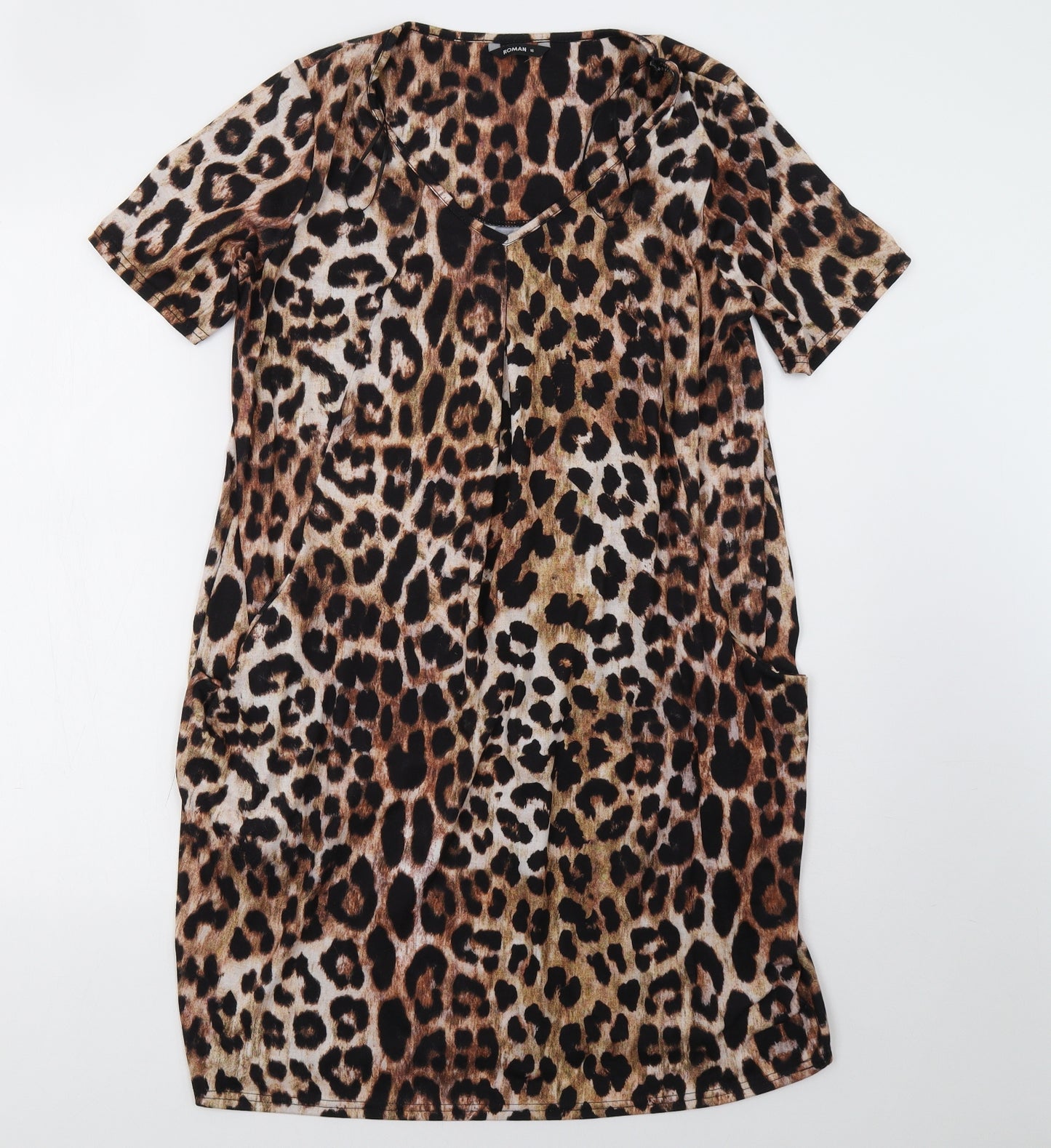 Roman Womens Brown Animal Print  A-Line  Size 16