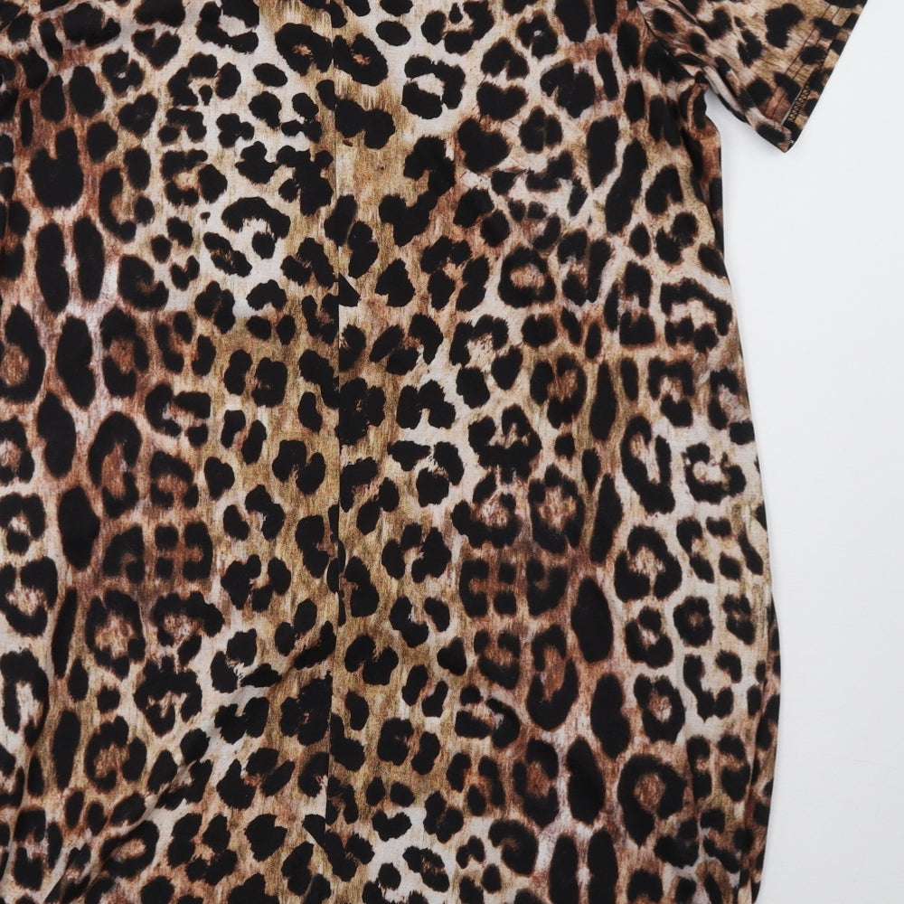 Roman Womens Brown Animal Print  A-Line  Size 16