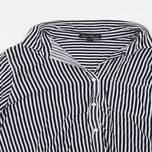 Velvet Heart Womens Blue Striped  Basic Button-Up Size XL