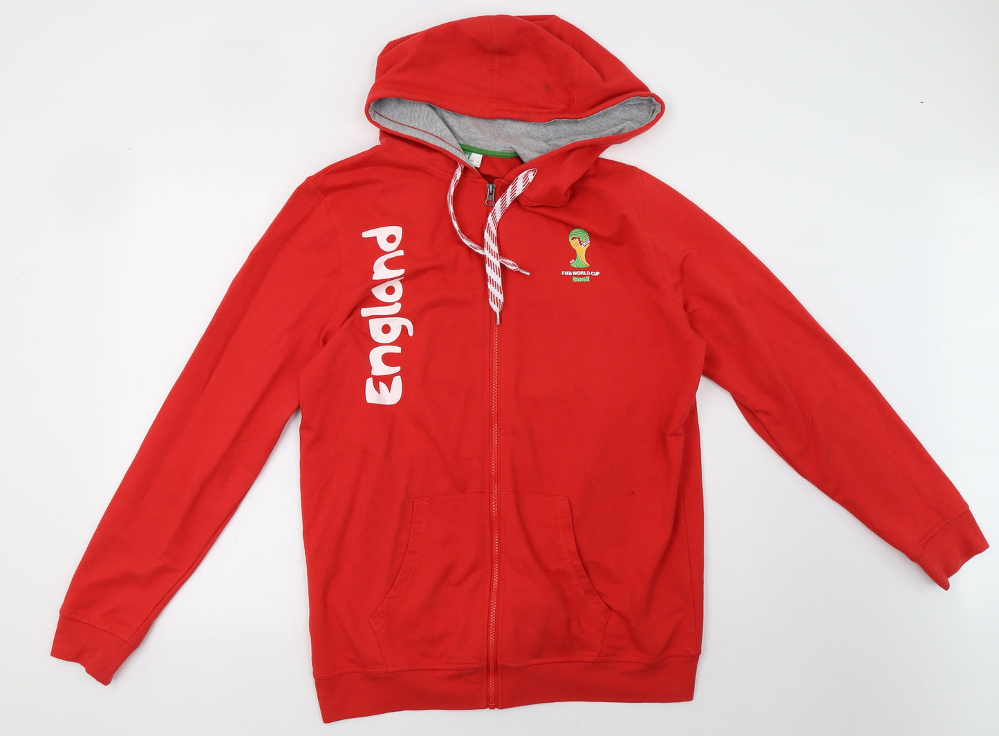 fifa world cup brasil Mens Red   Full Zip Hoodie Size L