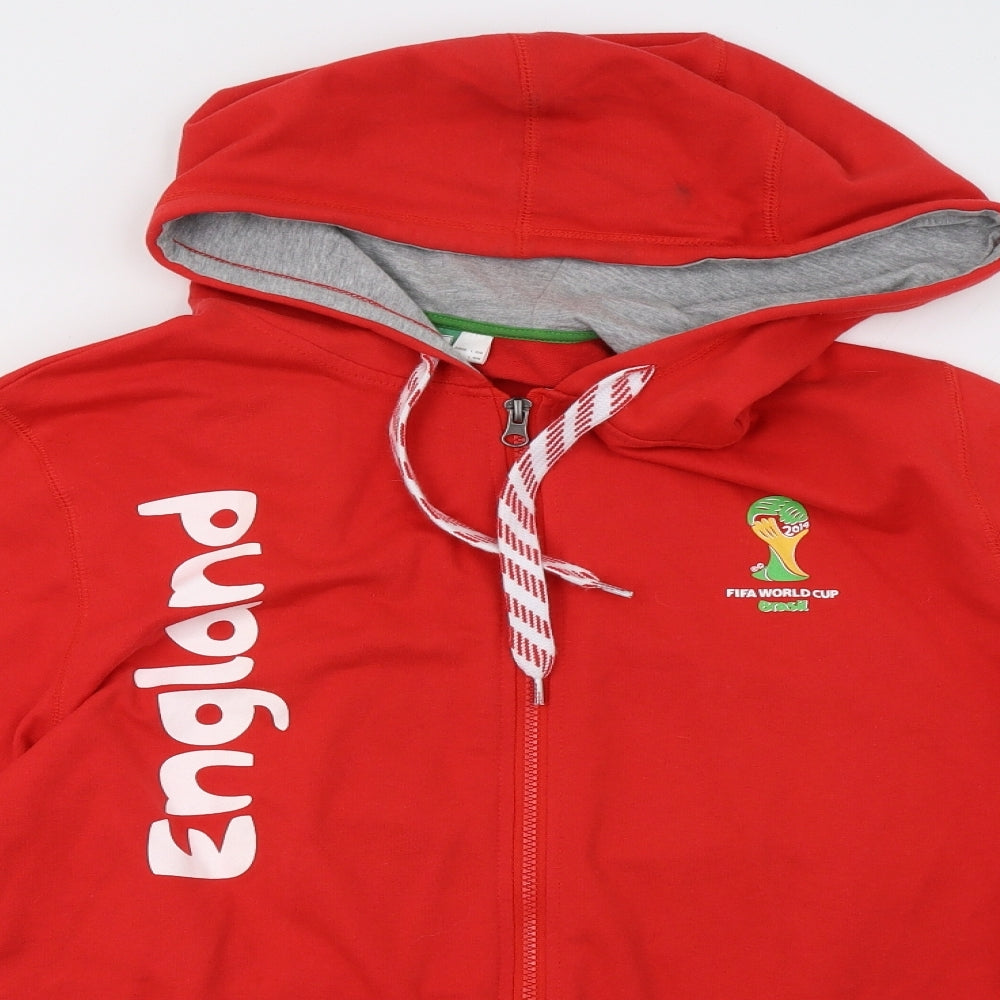 fifa world cup brasil Mens Red   Full Zip Hoodie Size L