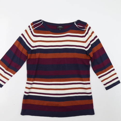 Matalan Womens Purple Striped  Pullover Sweatshirt Size 12