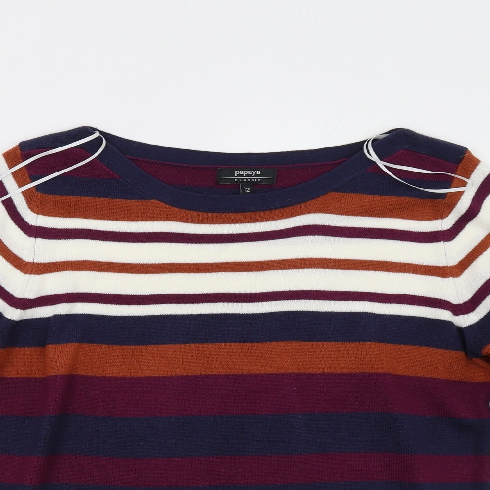 Matalan Womens Purple Striped  Pullover Sweatshirt Size 12