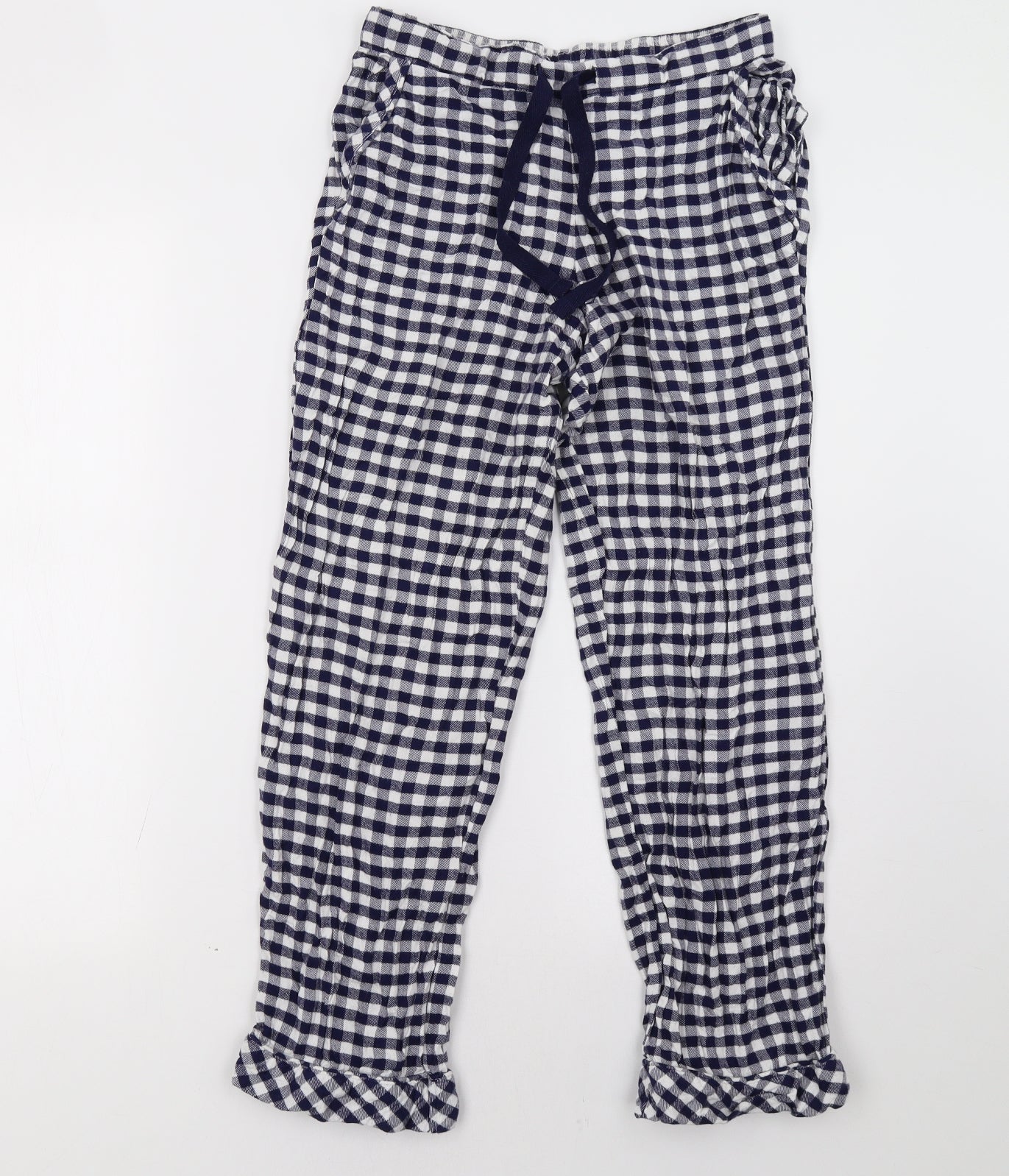 Marks and Spencer Womens Blue Check   Pyjama Pants Size 8