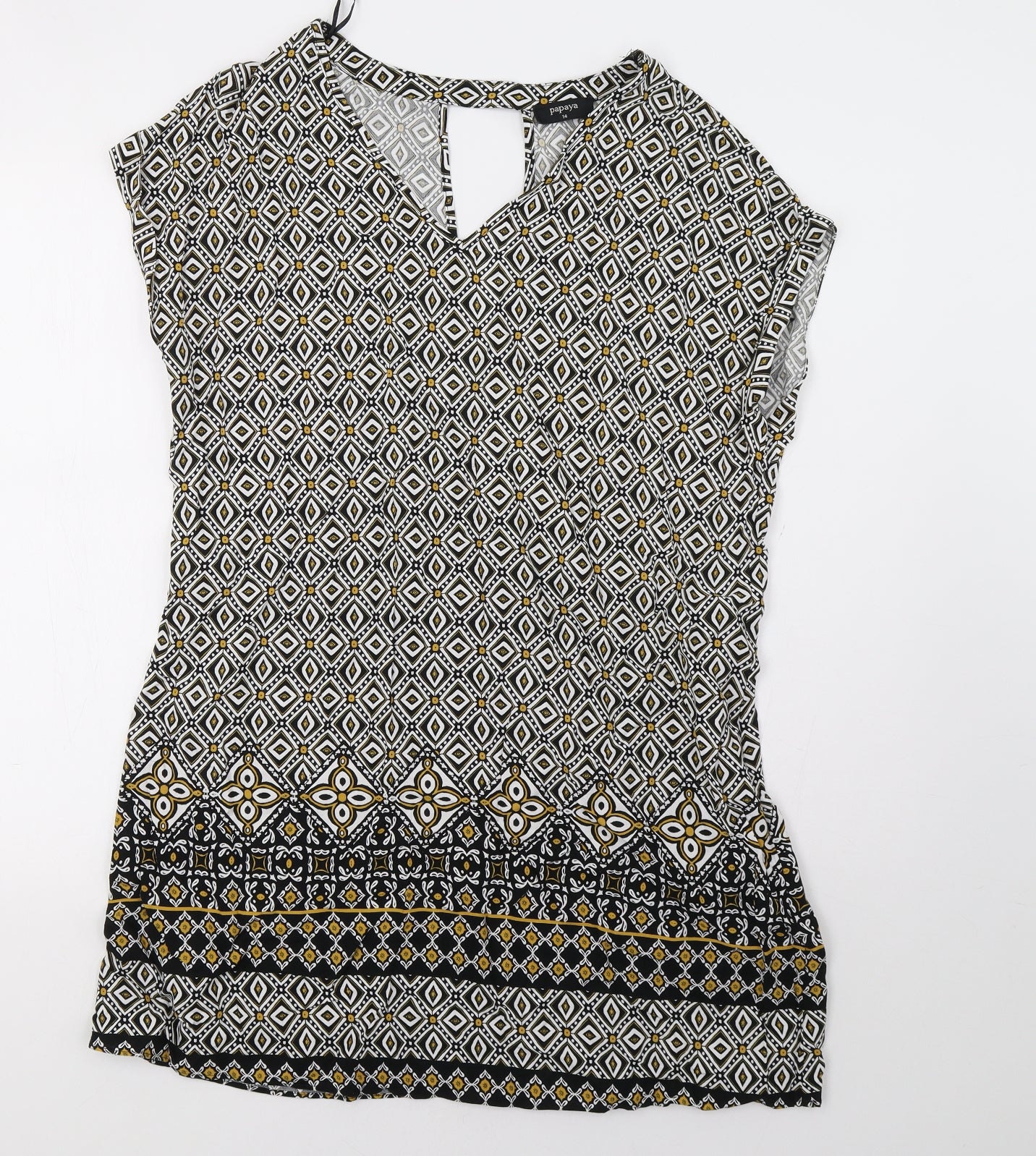 Matalan Womens Yellow Geometric  A-Line  Size 14