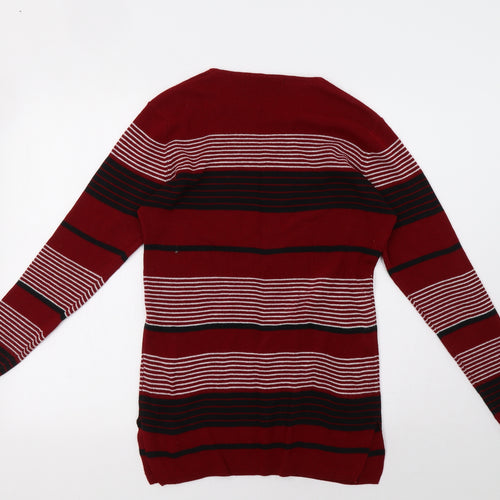EWM Womens Red Striped  Pullover Sweatshirt Size M