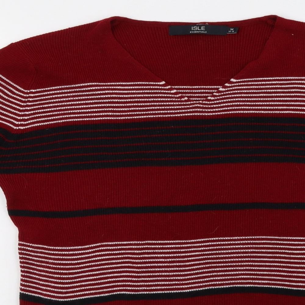EWM Womens Red Striped  Pullover Sweatshirt Size M