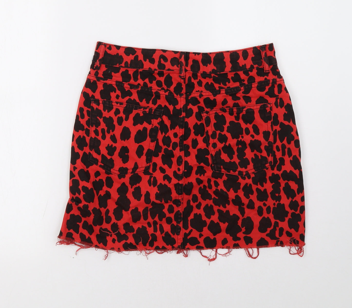 Topshop Womens Red Animal Print  A-Line Skirt Size 10