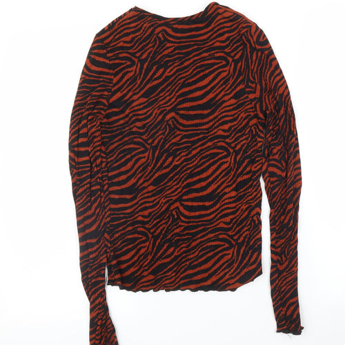 Preworn Womens Brown Animal Print  Basic T-Shirt Size S  - Tiger print