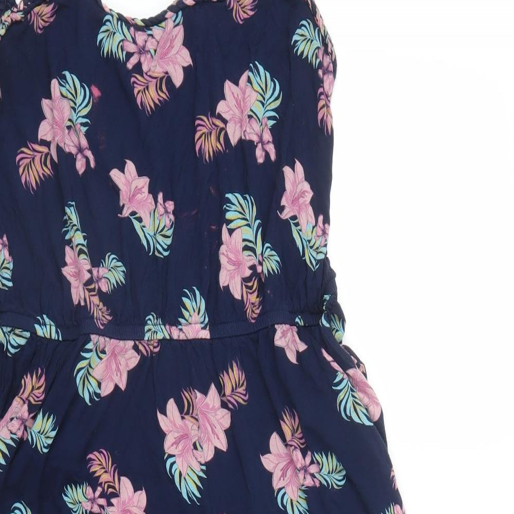 TU Womens Blue Floral  Jumpsuit One-Piece Size 14