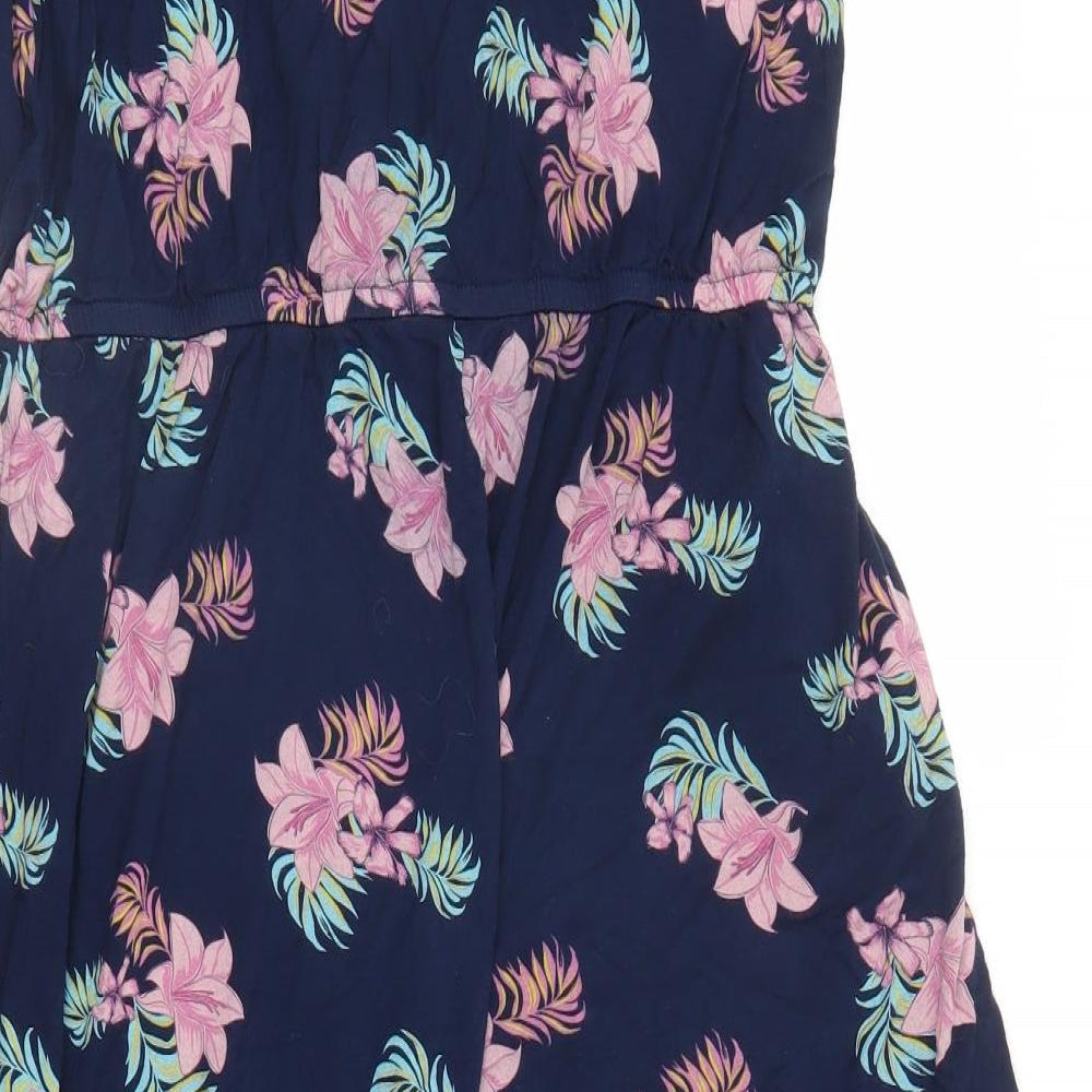 TU Womens Blue Floral  Jumpsuit One-Piece Size 14