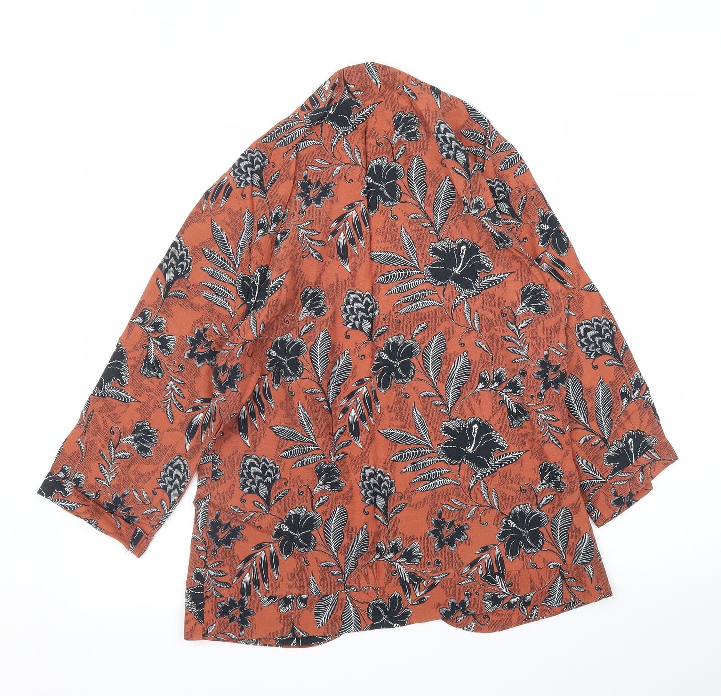 New Look Womens Orange Floral  Kimono Blouse Size 10