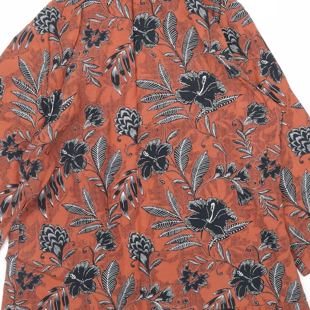 New Look Womens Orange Floral  Kimono Blouse Size 10