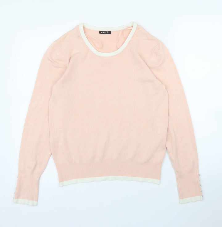 Roman Womens Pink Pullover Jumper Size 14