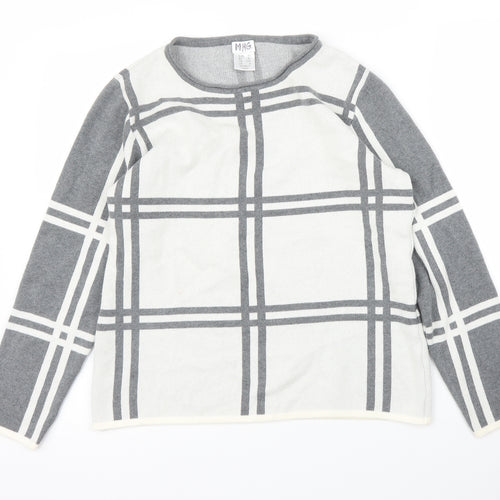 Mona Womens Grey Check  Pullover Jumper Size 12