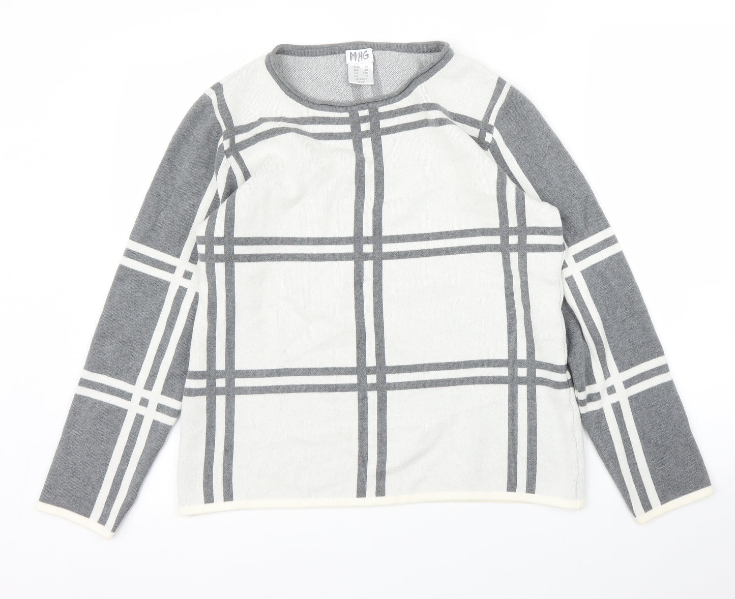 Mona Womens Grey Check  Pullover Jumper Size 12