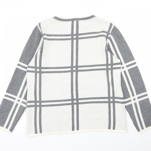 Mona Womens Grey Check  Pullover Jumper Size 12